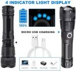 Rechargeable Zoom LED Flashlight USB Torch Light - With Battery - Image 3